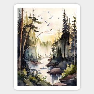 A Forest in Fall Autumn Watercolor Magnet